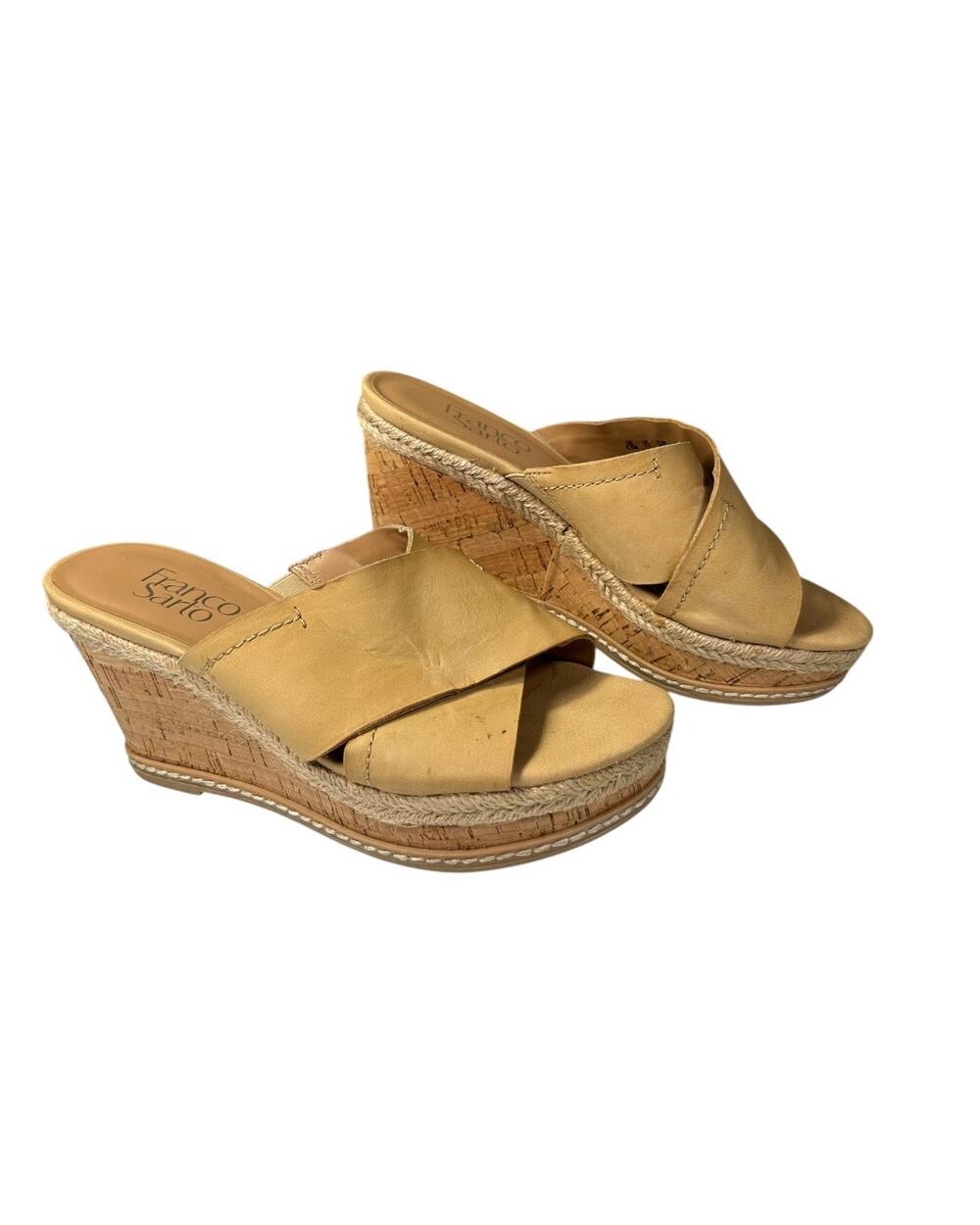 Franco Sarto Cinch Tan Leather Wedge Sandals – EU 5.5